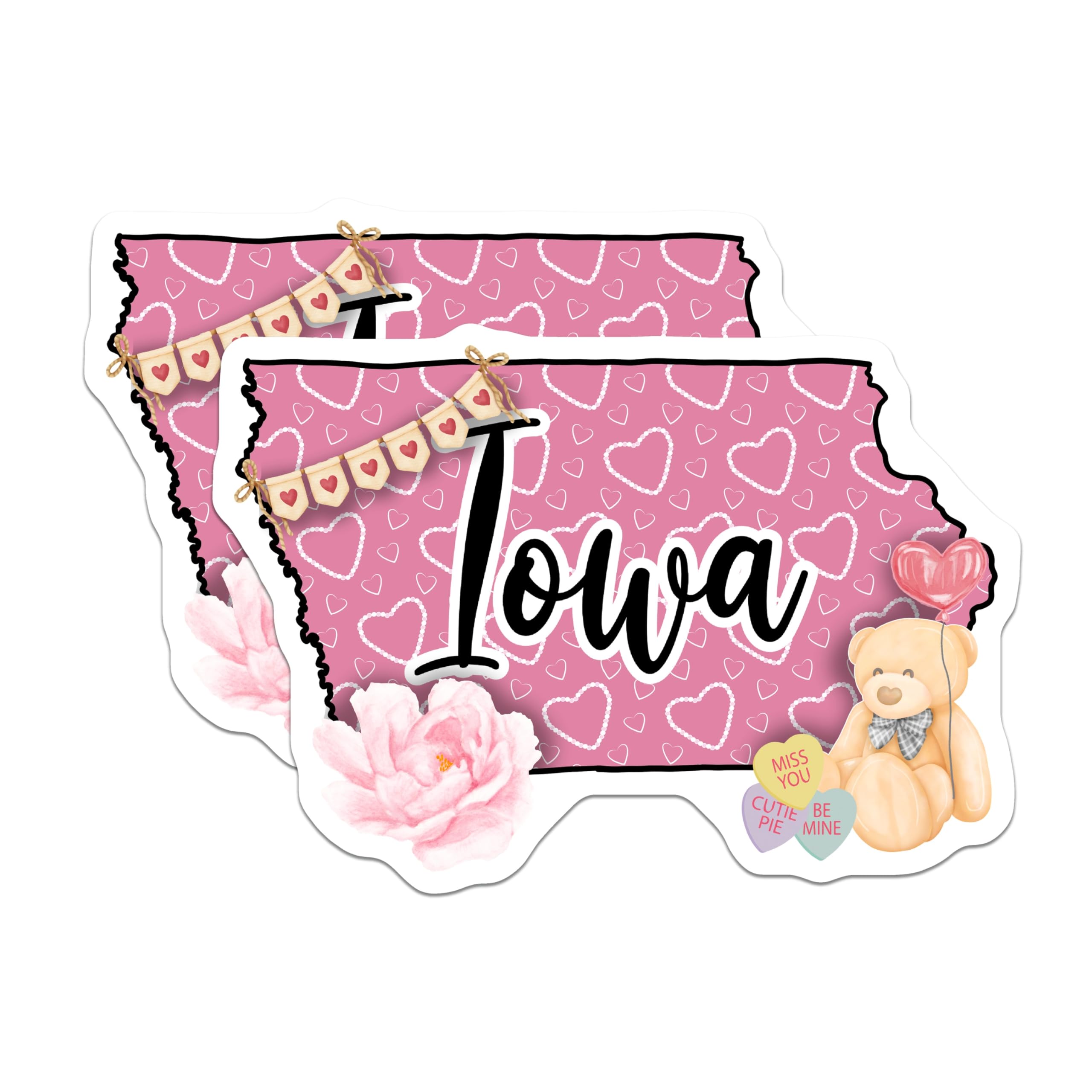 (2 Pack) Iowa State Magnets - Heart Magnets - Teddy Bear Iowa - 5" On Longest Side - Premium Magnet - for Cars, Refrigerators, Toolboxes, Lockers - Made in USA - MAG18926