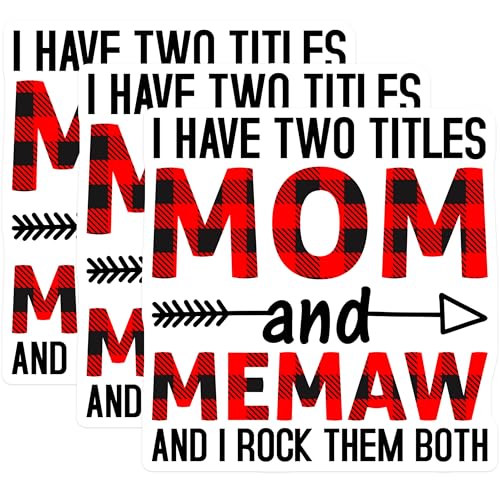 (3 Pack) Memaw Mom Decals - Lumberjack Mom - Best Memaw Ever - 3 Inches On Longest Side - Easy Peel & Apply - Made in USA - 3MCS4519