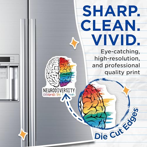 (2 Pack) Celebrate The Spectrum Magnet - Neurodiversity Awareness - 5" On Longest Side - Sticks to Smooth Flat Surfaces - Made in USA - MAG10052