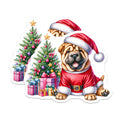 (2 Pack) Shar Pei Dog Magnets - Santa Christmas Holiday Decor - Pet Lover Refrigerator Accessory - 5 Inches On Longest Side - Thick Durable Magnet - Made in USA - MAG29764