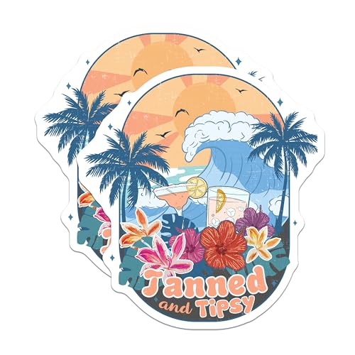 (2 Pack) Tanned and Tipsy Magnets - Beach Vacation - Fun and Festive - 5" On Longest Side - for Cars, Fridges, Toolboxes - Made in USA - MAG7122