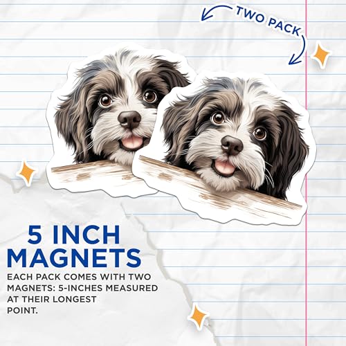 (2 Pack) Puppy Dog Fridge Decor Magnet - 5" On Longest Side - Sticks to Smooth Flat Surfaces - Made in USA - MAG10192