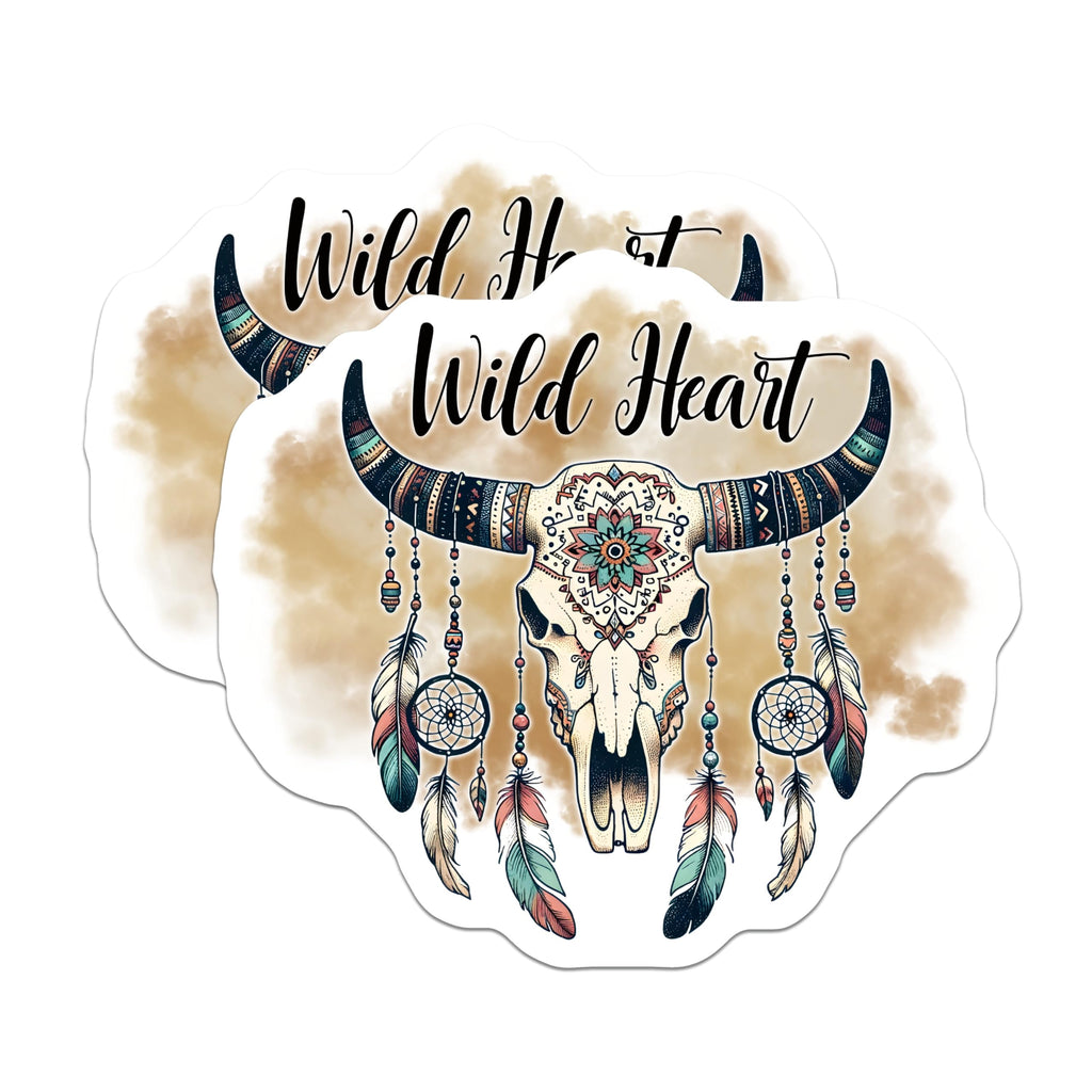 (2 Pack) Wild Heart Magnets - Bull Skull Boho - Dreamcatcher Refrigerator Magnets - 5" On Longest Side - Premium Magnet - for Cars, Refrigerators, Toolboxes, Lockers - Made in USA - MAG15373