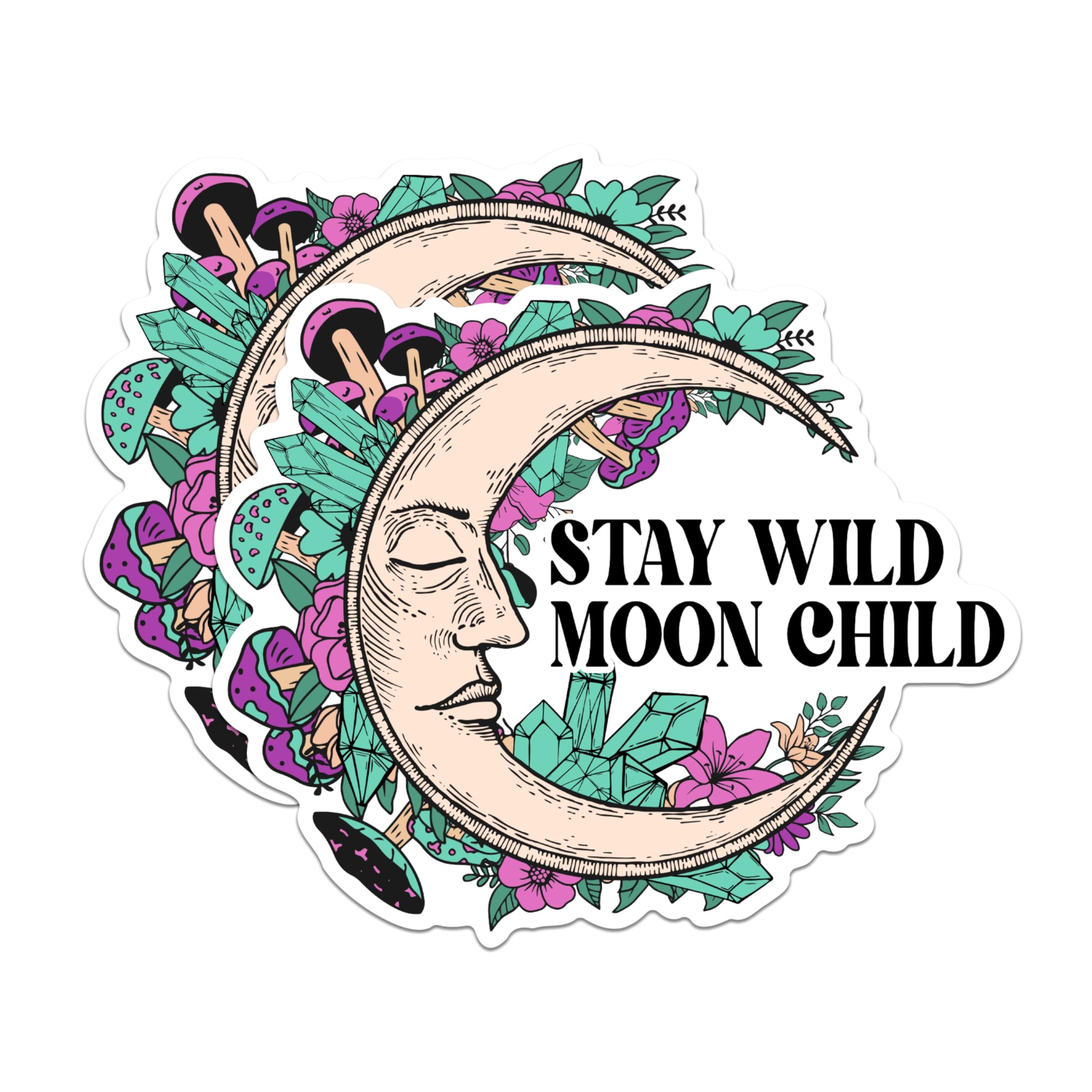 (2 Packs) Stay Wild Moon Child Magnets - Mystical Magical Spiritual Magnets - 5 Inches On Longest Side - Premium Magnet - for Fridges, Toolboxes, Cars - Made in USA - MAG2524
