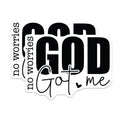 (2 Pack) No Worries God Got Me Stickers - Inspirational Faith Decals - Christian Motivational Stickers - 5" On Longest Side - Sticks to Smooth Flat Surfaces - Made in USA - BMCS7041