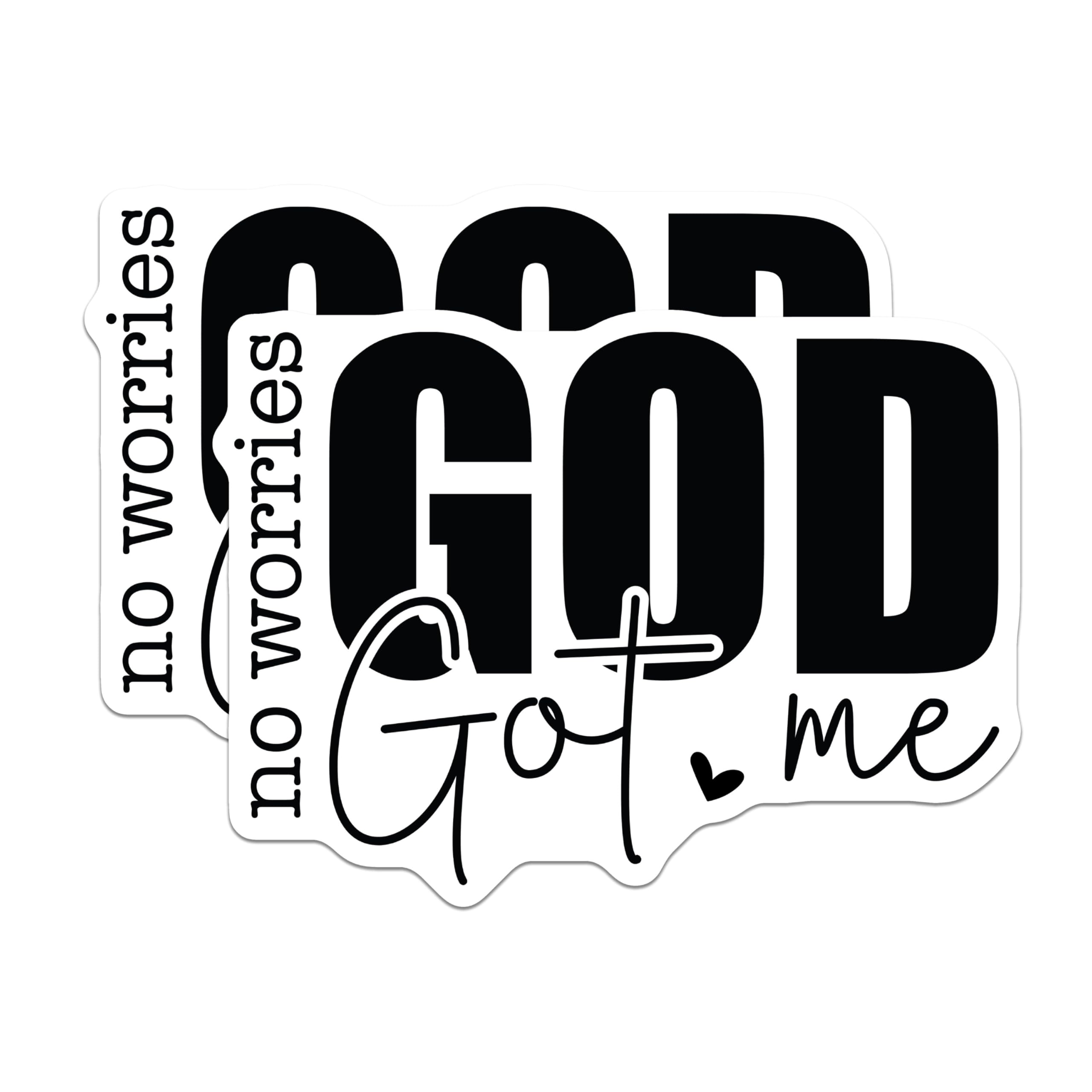 (2 Pack) No Worries God Got Me Stickers - Inspirational Faith Decals - Christian Motivational Stickers - 5" On Longest Side - Sticks to Smooth Flat Surfaces - Made in USA - BMCS7041
