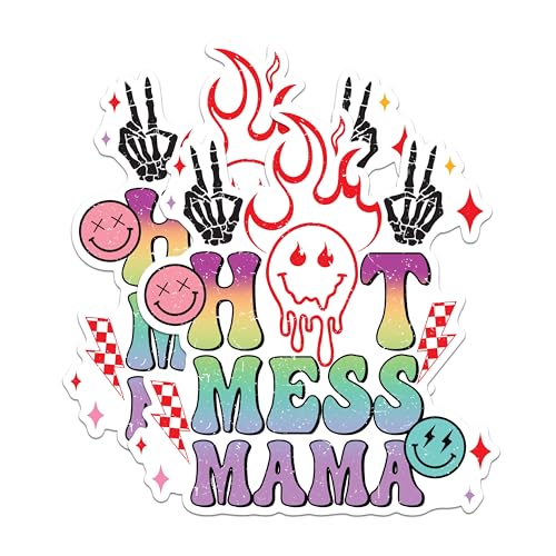 (2 Pack) Hot Mess Mama Magnets - Funny Mom Quotes Magnets - Trendy Mom Magnets- 5" On Longest Side - for Fridges, Toolboxes, Cars - Made in USA - MAG2959
