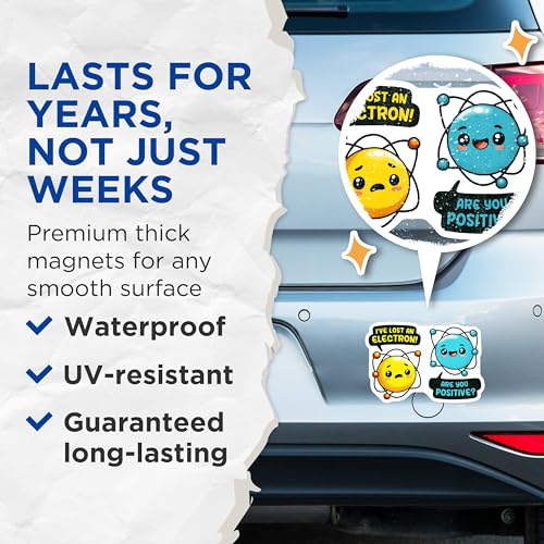 (2 Pack) Funny Science Magnets - Quirky Positive Energy Quotes - 5" On Longest Side - for Cars, Fridges, Toolboxes - Made in USA - MAG8018