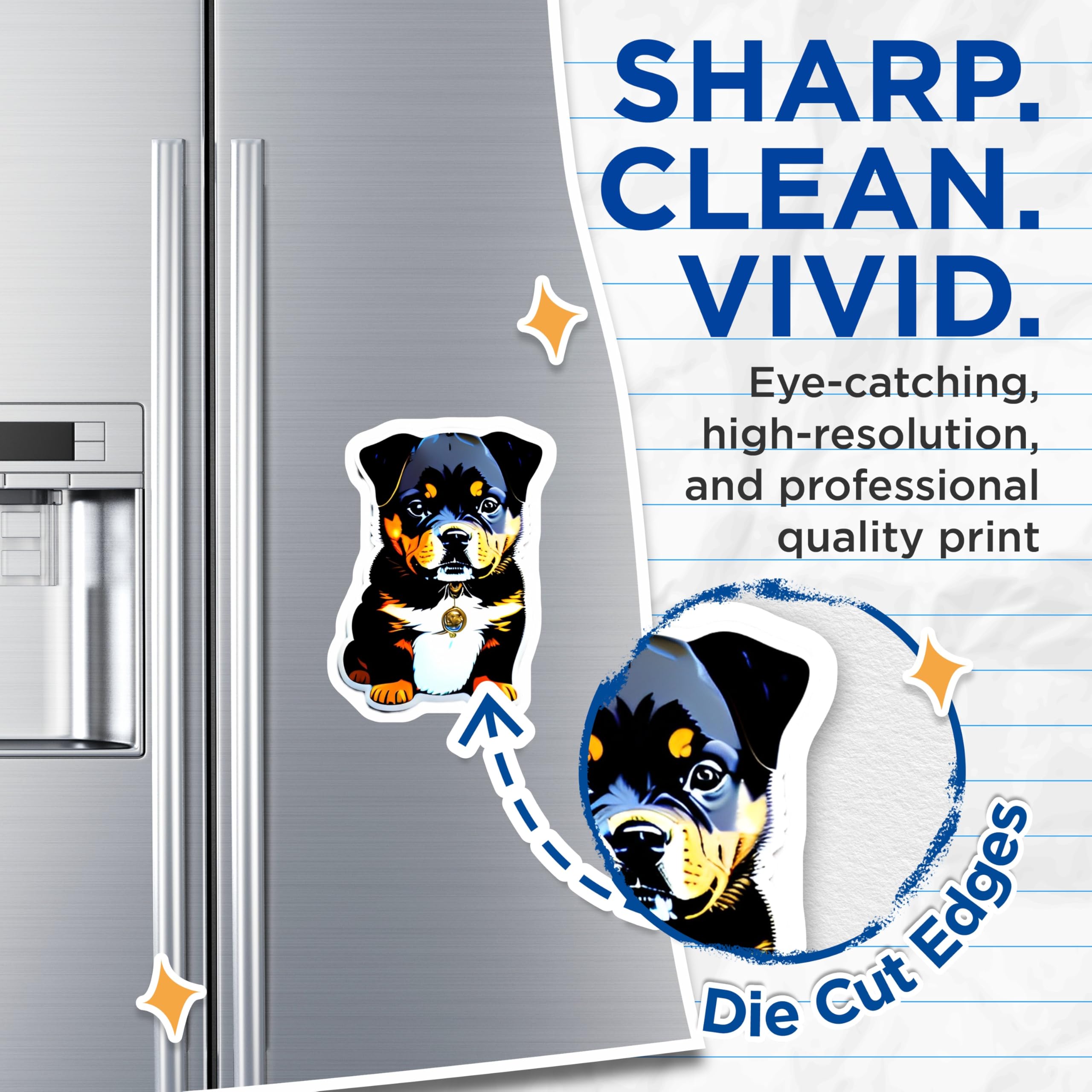 (2 Pack) Rottweiler Puppy Magnets - Cute Dog Lover Decor - Pet Animal Art Magnets - 5 Inches On Longest Side - Thick Durable Magnet - Made in USA - MAG22325