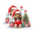 (2 Pack) Basset Hound Christmas Magnets - Santa Puppy Holiday Decor - Festive Dog Refrigerator Magnets - 5 Inches On Longest Side - Thick Durable Magnet - Made in USA - MAG24478