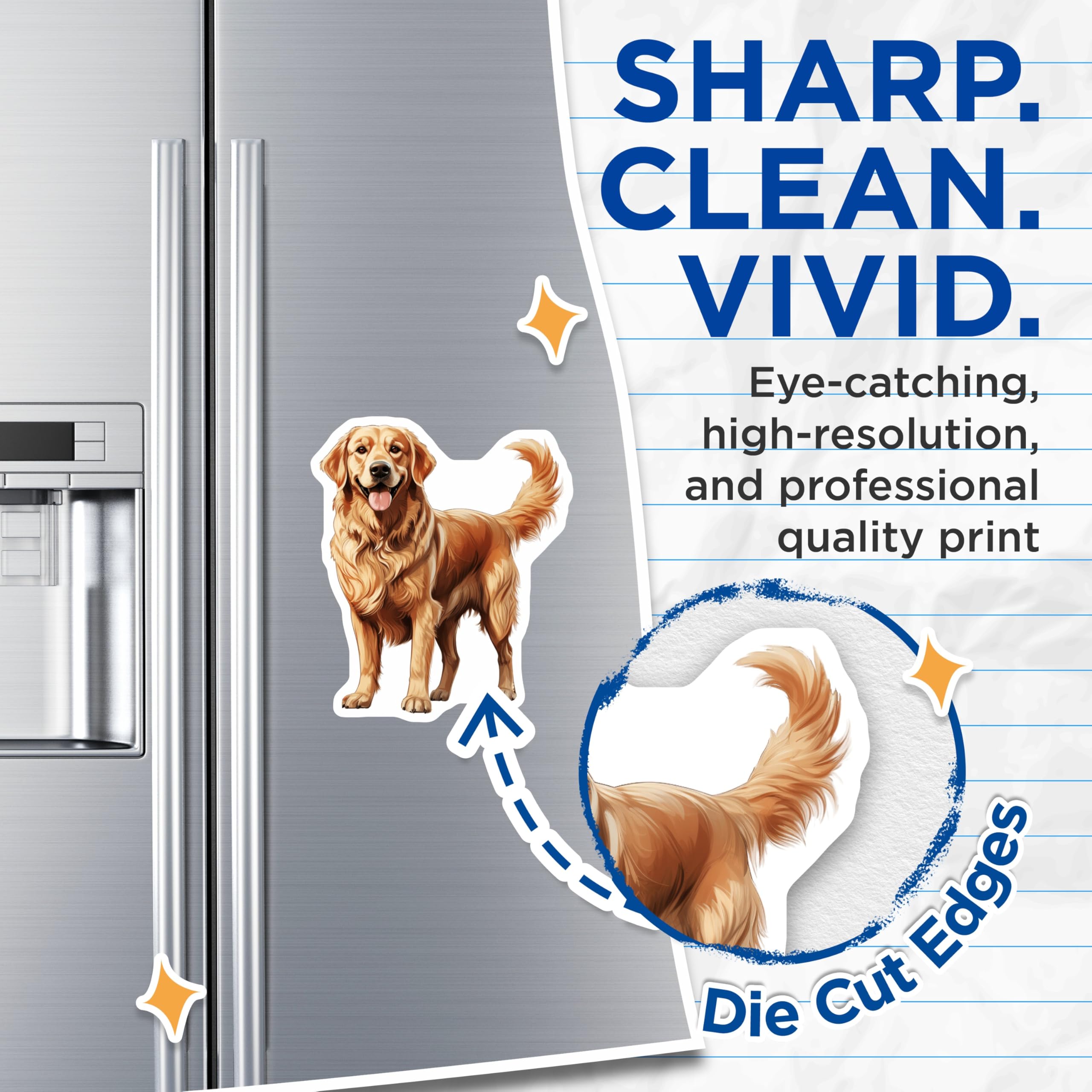 (2 Pack) Golden Retriever Magnets - Dog Lover Decor - Pet Owner Collectibles - 5 Inches On Longest Side - Thick Durable Magnet - Made in USA - MAG28381
