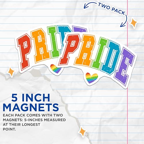 (2 Pack) Pride Rainbow Magnets - LGBTQ Pride Magnets - Colorful Pride Heart Magnet Set - 5" On Longest Side - for Cars, Refrigerators, Toolboxes, Lockers - Made in USA MAG3545