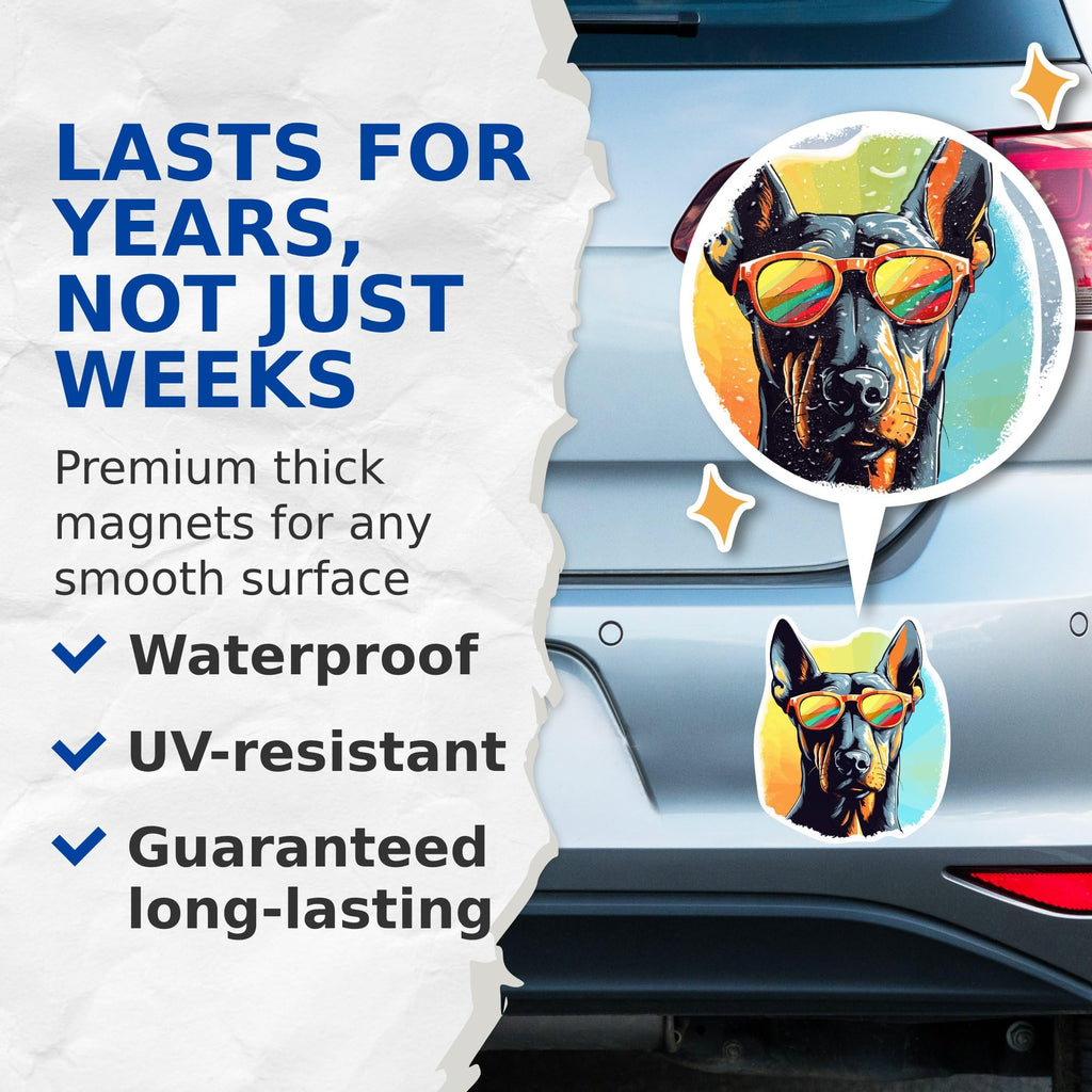(2 Pack) Doberman Pinscher Dog Magnets - Doberman Pinscher with Sunglasses - Choose FromOver 100 Dog Breeds - 5" On Longest Side - Premium Magnet - Made in USA - MAG0346