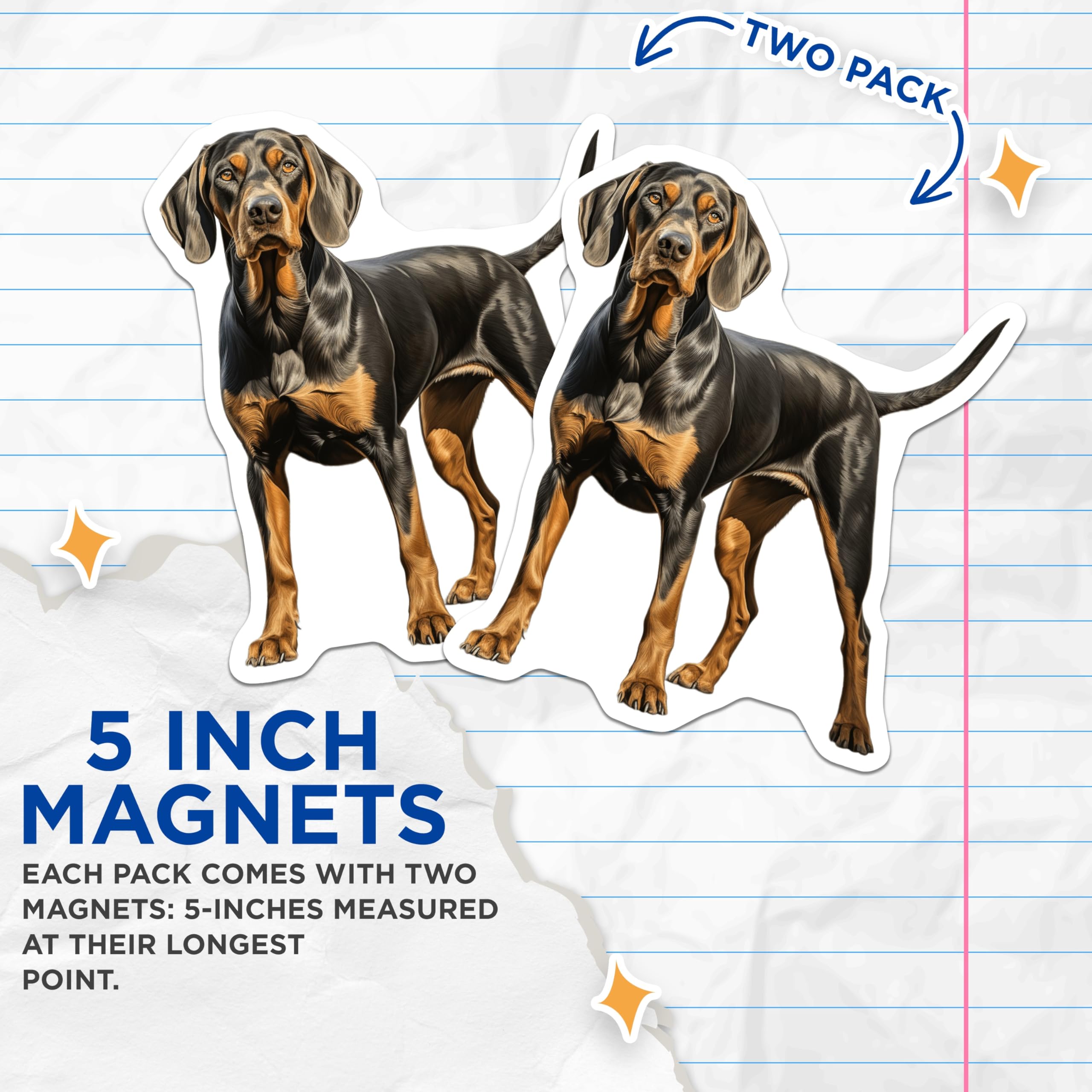 (2 Pack) Elegant Black and Tan Hound Magnets - Majestic Doberman Pinscher Dog Art - Pet Lover Refrigerator Locker Decor - 5 Inches On Longest Side - Thick Durable Magnet - Made in USA - MAG24070