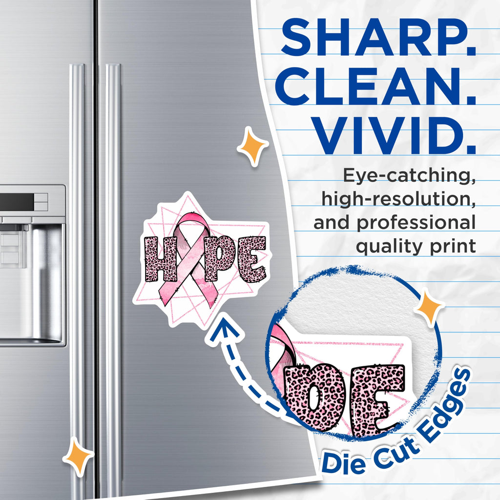 (2 Pack) Hope Pink Ribbon Magnets - Leopard Print Letters - Awareness Hope Magnets - 5" On Longest Side - Premium Magnet - for Cars, Refrigerators, Toolboxes, Lockers - Made in USA - MAG16828