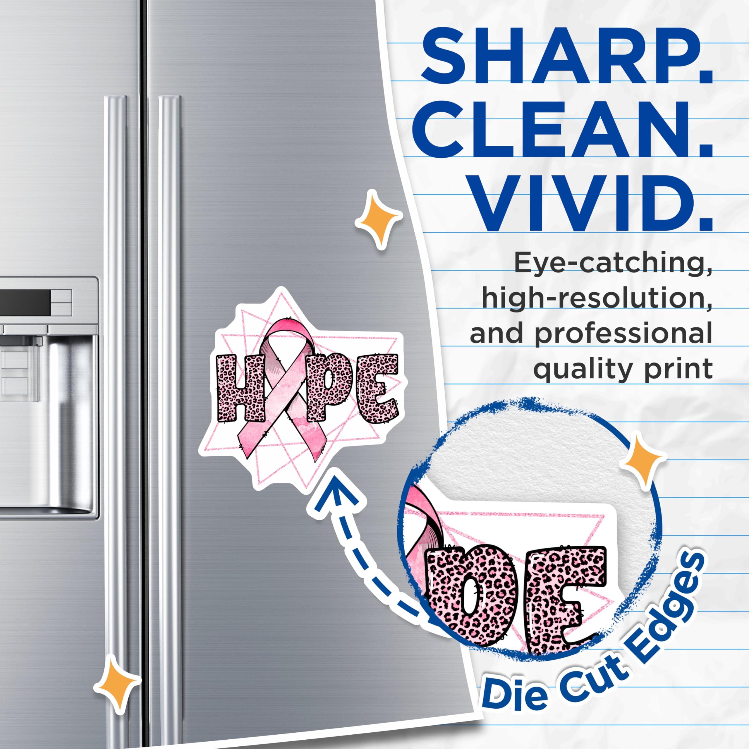 (2 Pack) Hope Pink Ribbon Magnets - Leopard Print Letters - Awareness Hope Magnets - 5" On Longest Side - Premium Magnet - for Cars, Refrigerators, Toolboxes, Lockers - Made in USA - MAG16828