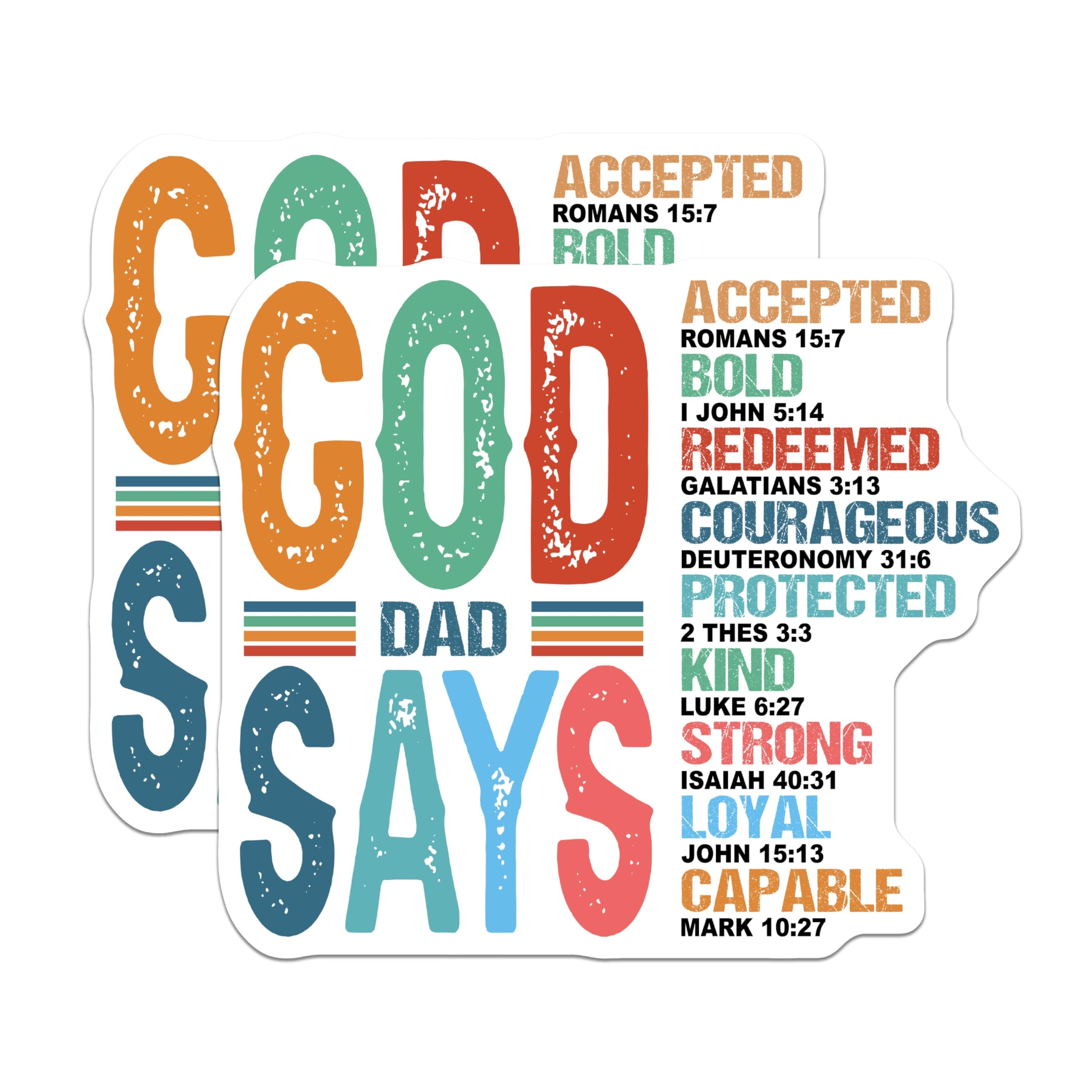 (2 Pack) God Dad Says Magnets - Christian Father Affirmations - Religious Scripture Home Decor - Faith Based Identity - 5 Inches On Longest Side - Thick Durable Magnet - Made in USA - MAG24205