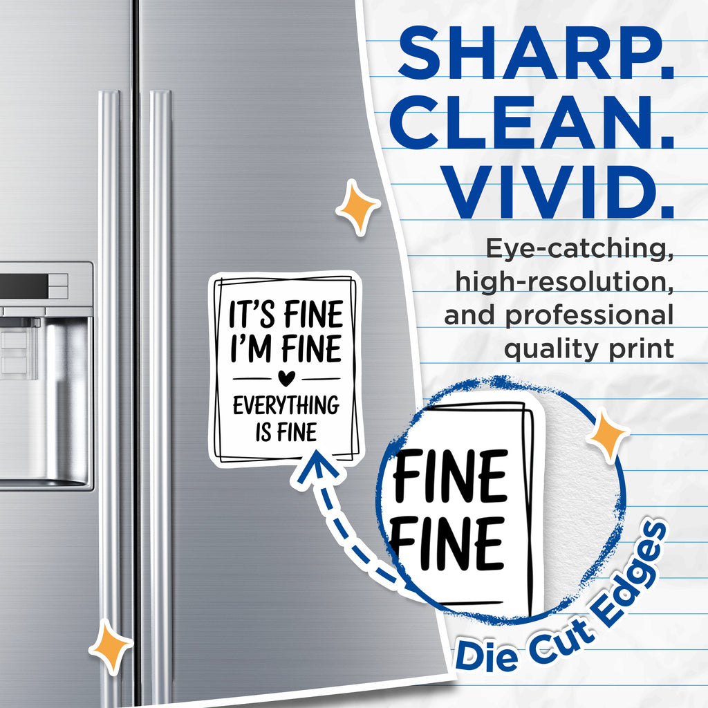 (2 Pack) It's Fine I'm Fine Magnets - Everything is Fine - Sarcastic Fridge Decor - Relatable Humor - Mental Health Quote - 5 Inches On Longest Side - Thick Durable Magnet - Made in USA - MAG38210