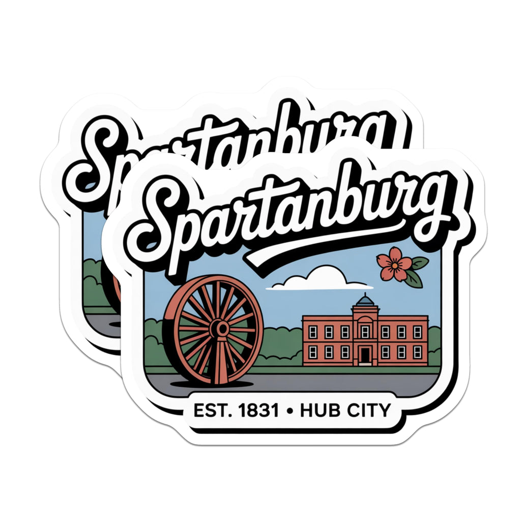(2 Pack) Spartanburg SC Magnets - South Carolina Travel Souvenir - Hub City Landmark Decor - 5" On Longest Side - Premium Magnet - for Cars, Refrigerators, Toolboxes, Lockers - Made in USA - MAG18090