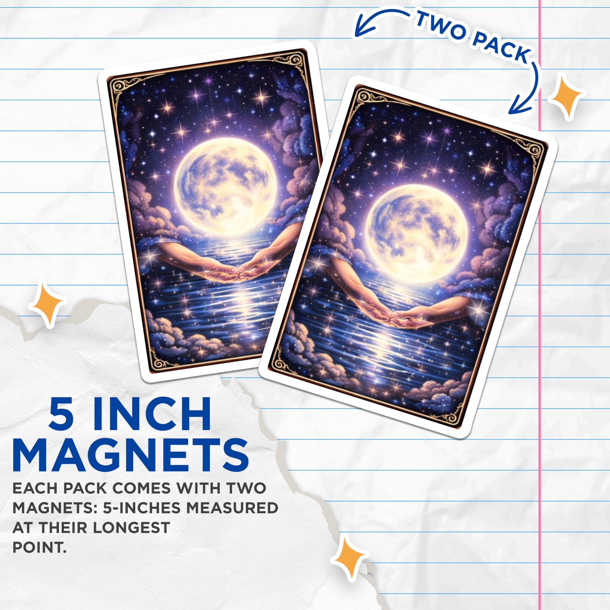 (2 Pack) Full Moon Magnets - Cosmic Celestial Art - Mystical Hands Fantasy - 5" On Longest Side - Premium Magnet - for Cars, Refrigerators, Toolboxes, Lockers - Made in USA - MAG15657