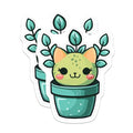 (2 Pack) Cute Cat Plant Magnets - Quirky Fridge - Adorable Kitchen Accessories - Home Organization - 5" On Longest Side - for Cars, Fridges, Toolboxes - Made in USA - MAG4270