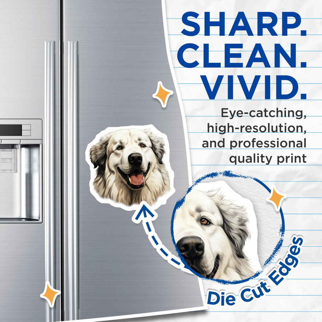 (2 Pack) Great Pyrenees Dog Magnets - Pyrenees Lover Fridge Decor - White Fluffy Dog Kitchen Art - Pet Parent Accessory - 5 Inches On Longest Side - Thick Durable Magnet - Made in USA - MAG30406