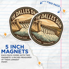 (2 Pack) The Dalles Dam Magnets - Oregon River Washington - Pacific Northwest Travel Landmark - 5 Inches On Longest Side - Thick Durable Magnet - Made in USA - MAG19526
