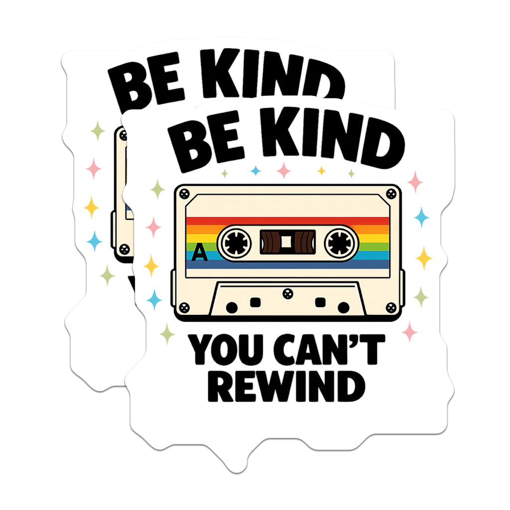 (2 Pack) Be Kind You Cant Rewind Magnets - Cassette Tape Retro Vibes - Positive Message Nostalgia Decor - Fridge Locker Art - 5 Inches On Longest Side - Thick Durable Magnet - Made in USA - MAG21575