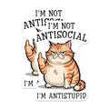 (2 Pack) I'm Not Antisocial Magnets - Funny Cat - I'm Antistupid - Humorous Fridge - Sarcastic Cat - 5" On Longest Side - for Cars, Refrigerators, Toolboxes, Lockers - Made in USA BMCS3323