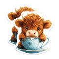 (2 Pack) Cute Highland Cow Magnets - Teacup Animal Decor - Farmhouse Refrigerator Accents - 5 Inches On Longest Side - Thick Durable Magnet - Made in USA - MAG39670