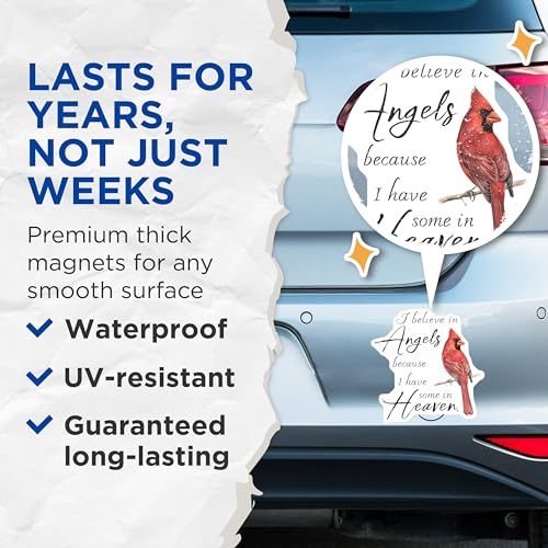 (2 Pack) Inspirational Quote Magnets Magnets - Cardinal Bird - Heaven Sent Message - 5" On Longest Side - Made in USA - Sticks to Refrigerators & Metal Surfaces - MAG8889