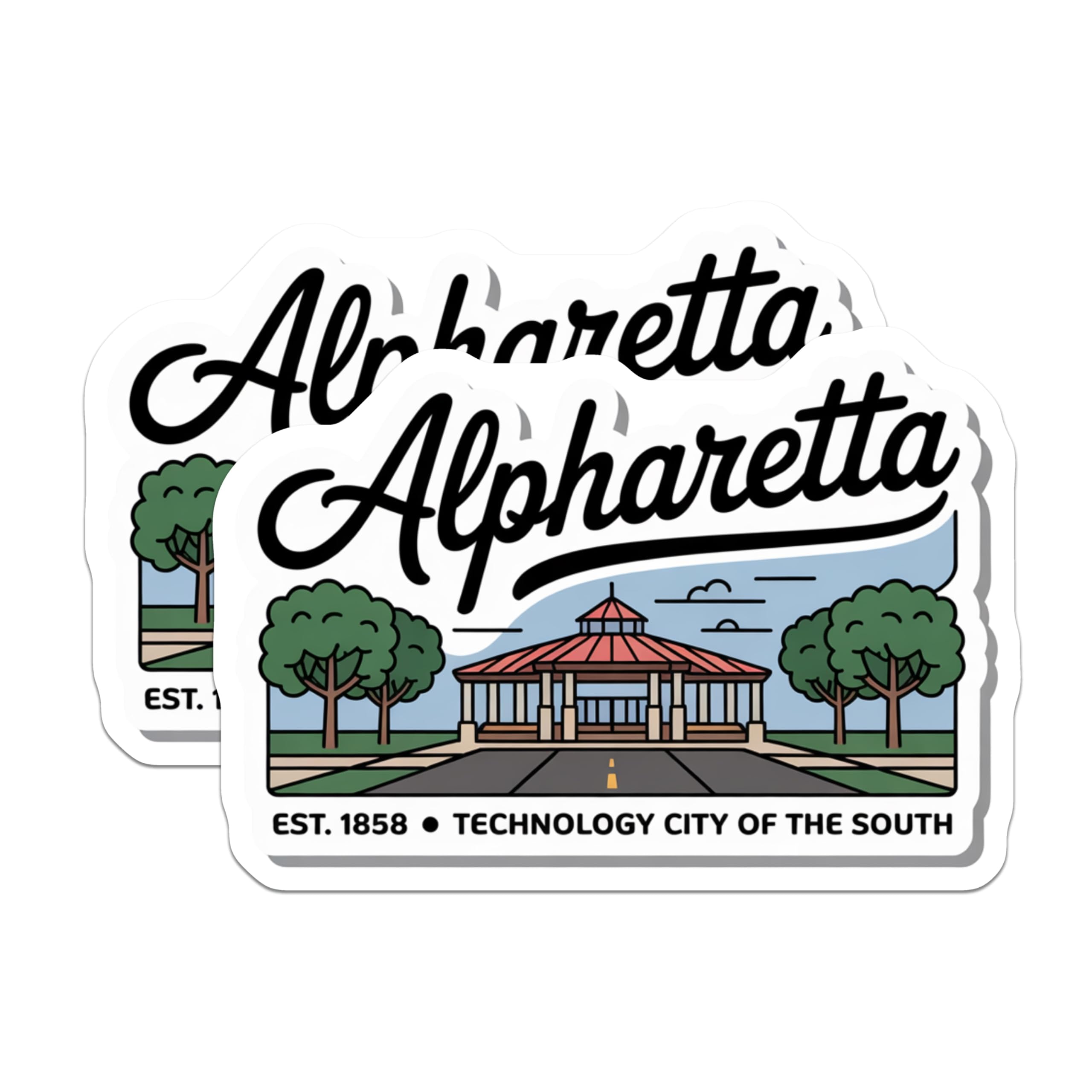 (2 Pack) Alpharetta GA Magnets - Georgia Souvenir - Hometown Pride Decor - 5" On Longest Side - Premium Magnet - for Cars, Refrigerators, Toolboxes, Lockers - Made in USA - MAG17484