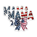 (2 Pack) Mama Stickers - Patriotic Theme - Bow Design - 5" On Longest Side - Sticks to Smooth Flat Surfaces - Made in USA - BMCS7703