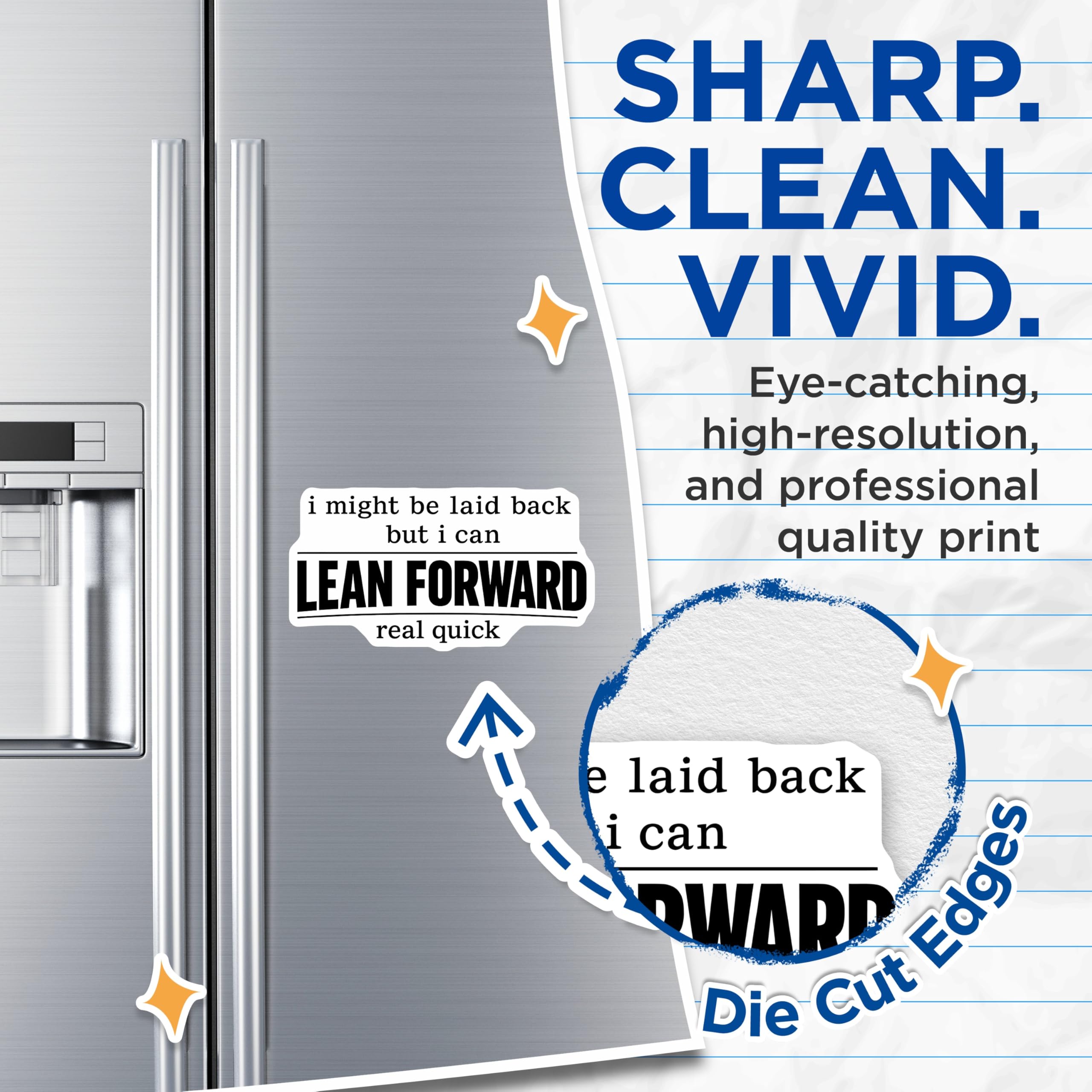 (2 Pack) Lean Forward Magnets - Sarcastic Quote Decor - Humorous Refrigerator Magnet - Funny Motivational Statement - 5 Inches On Longest Side - Thick Durable Magnet - Made in USA - MAG21108