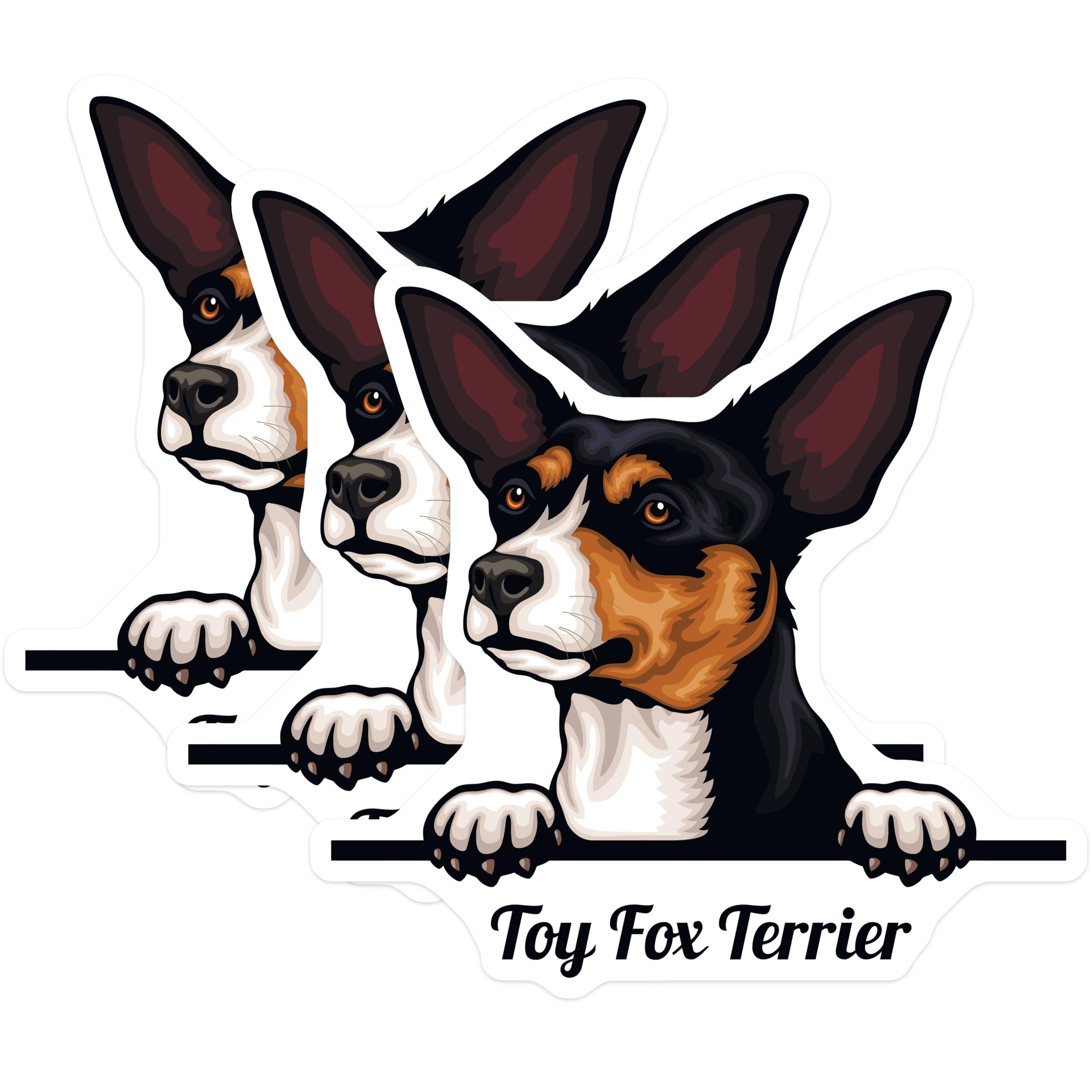 (3 Pack) Toy Fox Terrier Decals - Cute Dog Decal - Laptop Decals - 3 Inches On Longest Side - Easy Peel & Apply - Made in USA - 3MCS2993