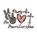 (2 Pack) Peace Love Jesus Magnets - Western Faith Accents - Turquoise Leopard Design - 5 Inches On Longest Side - Thick Durable Magnet - Made in USA - MAG28112