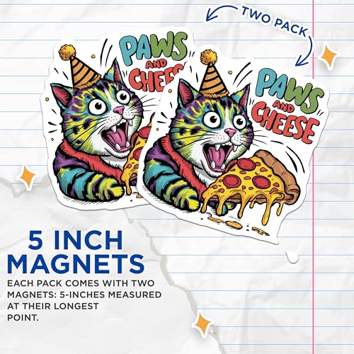 (2 Pack) Paws and Cheese Magnets Magnets - 5" On Longest Side - Made in USA - Sticks to Refrigerators & Metal Surfaces - MAG9049