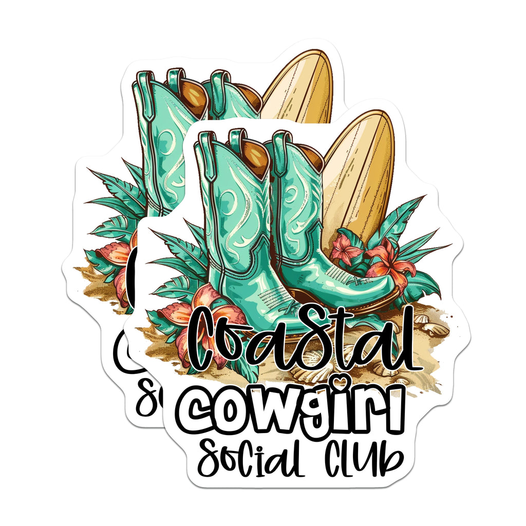 (2 Pack) Coastal Cowgirl Magnets - Western Beach Decor - Surf Boho Fridge Decor - 5 Inches On Longest Side - Thick Durable Magnet - Made in USA - MAG37147