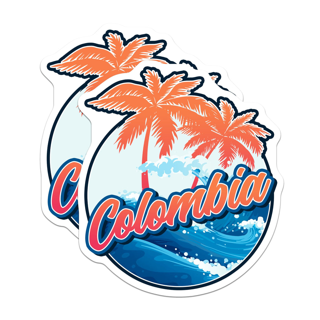 (2 Pack) Colombia Magnets - Travel Souvenir Magnet - Palm Tree Wave Decor - 5" On Longest Side - Premium Magnet - for Cars, Refrigerators, Toolboxes, Lockers - Made in USA - MAG18093