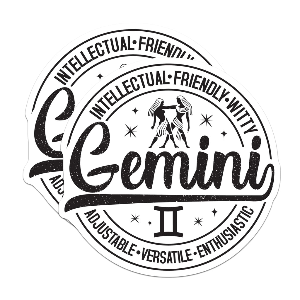 (2 Pack) Gemini Zodiac Stickers - Astrology Sign Stickers - Horoscope Decal - Zodiac Sign Art - 5" On Longest Side - Sticks to Smooth Flat Surfaces - Made in USA - BMCS5050
