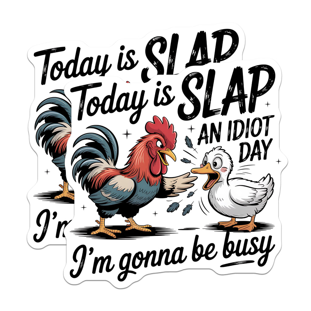(2 Pack) Slap an Idiot Day Magnets - Funny Chicken Duck - Novelty Gag Magnet Set - 5" On Longest Side - Premium Magnet - for Cars, Refrigerators, Toolboxes, Lockers - Made in USA - MAG17057