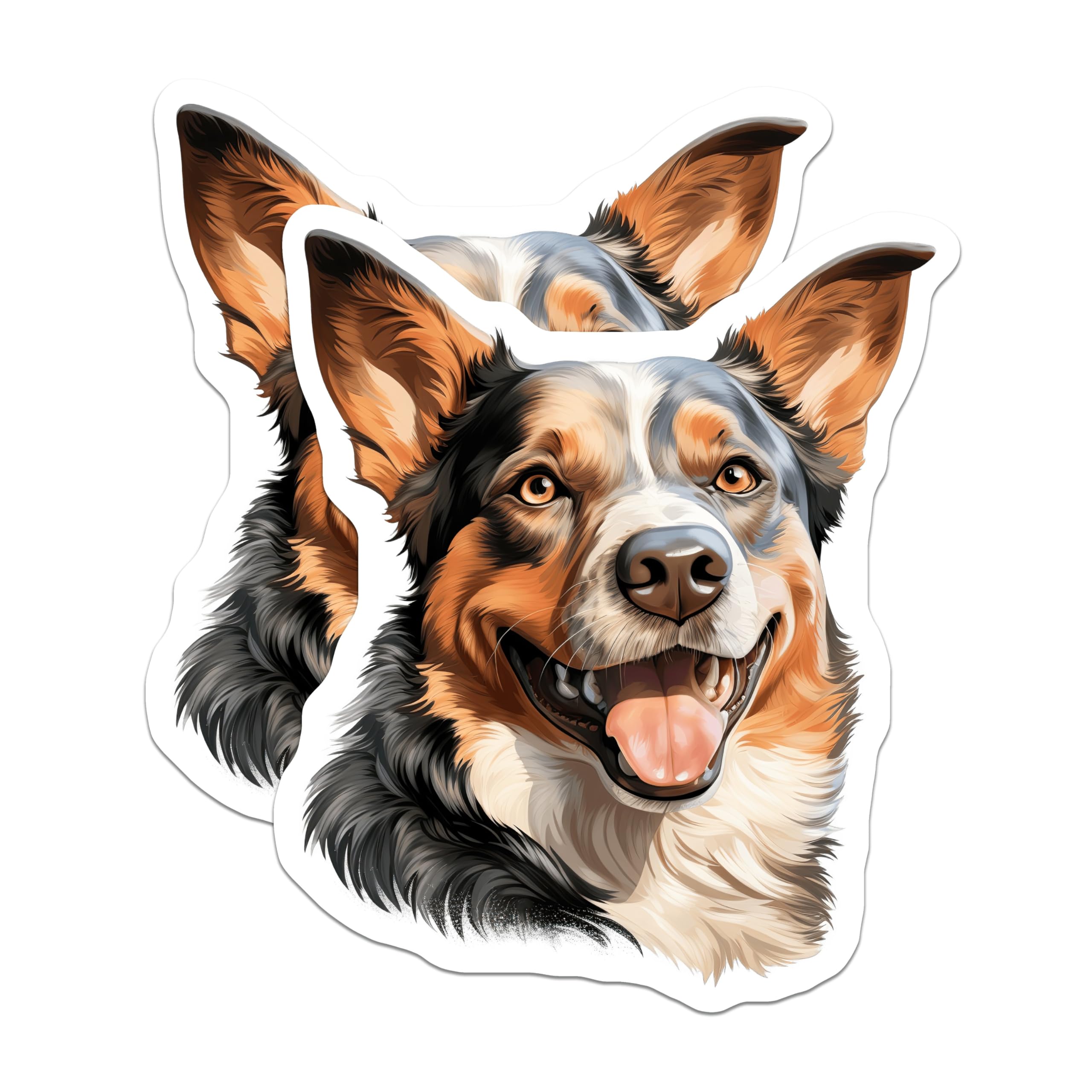 (2 Pack) Australian Shepherd Magnets - Smiling Dog Art - Pet Parent Decor for Dog Lovers - 5 Inches On Longest Side - Thick Durable Magnet - Made in USA - MAG26645