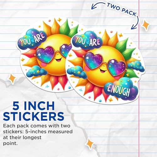 (2 Packs) You are Enough Stickers - Positive Inspiring Motivational Decals - 5 Inches On Longest Side - Premium Vinyl Decal - Sticks to Any Smooth Flat Surface - Made in USA - BMCS2332