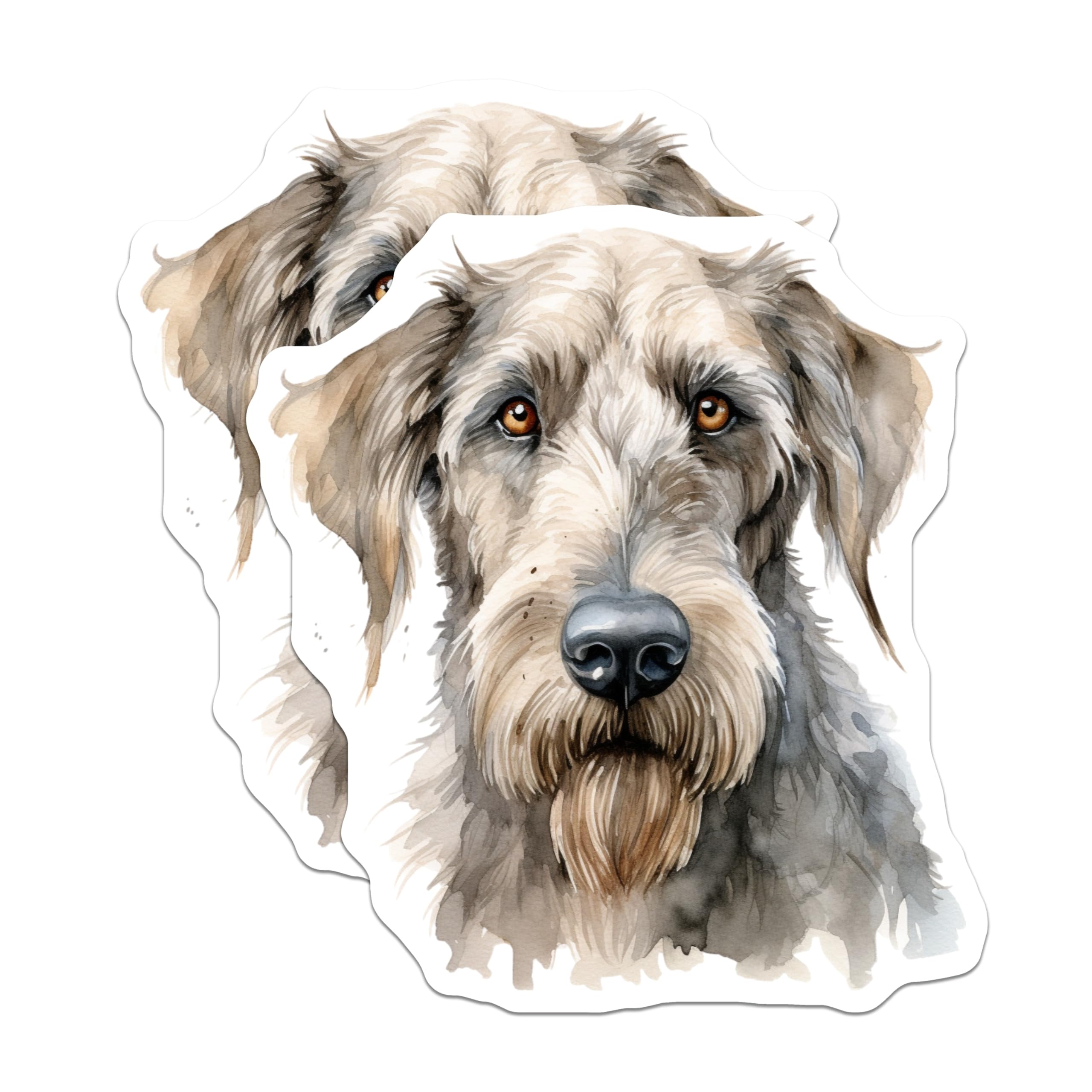 (2 Pack) Irish Wolfhound Magnets - Watercolor Dog Art - Pet Lover Fridge Decor - 5 Inches On Longest Side - Thick Durable Magnet - Made in USA - MAG28598