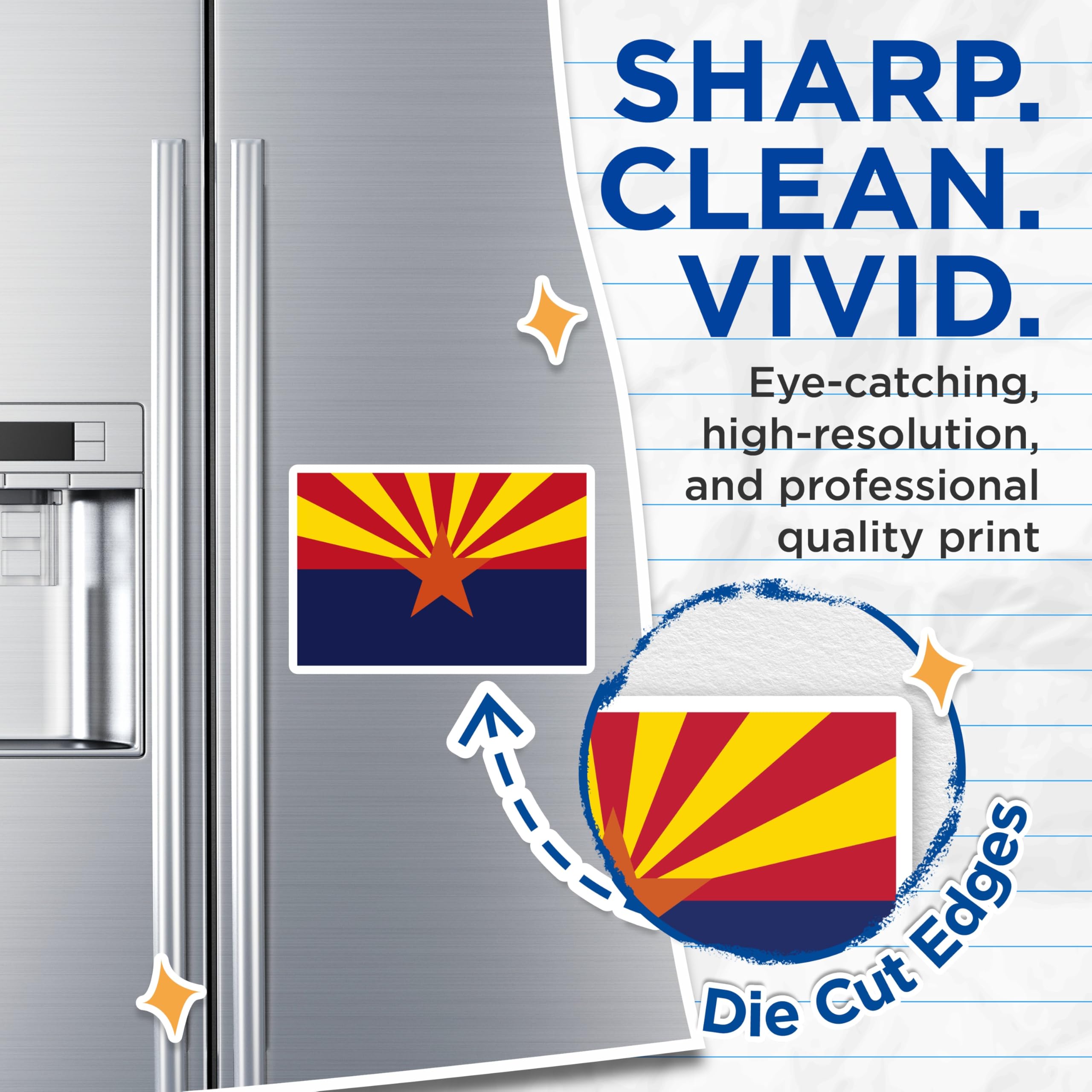 (2 Pack) Arizona State Flag Magnets - Southwestern Decor - Fridge or Locker Magnet - 5" On Longest Side - Premium Magnet - for Cars, Refrigerators, Toolboxes, Lockers - Made in USA - MAG18111