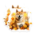 (2 Pack) Shiba Inu Dog Magnets - Autumn Leaves Decor - Cute Japanese Breed Pet Lover Refrigerator Magnets - 5 Inches On Longest Side - Thick Durable Magnet - Made in USA - MAG25486