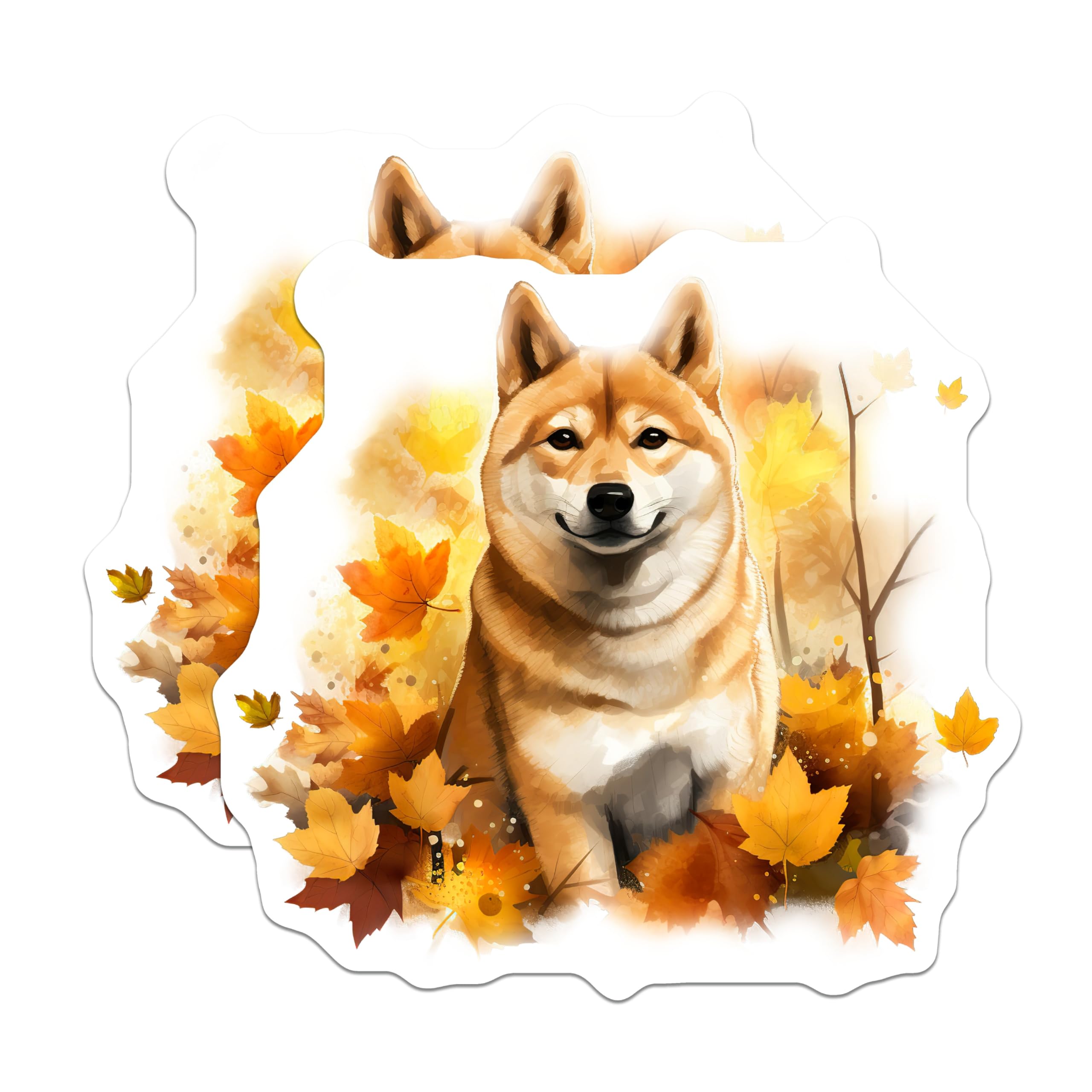 (2 Pack) Shiba Inu Dog Magnets - Autumn Leaves Decor - Cute Japanese Breed Pet Lover Refrigerator Magnets - 5 Inches On Longest Side - Thick Durable Magnet - Made in USA - MAG25486