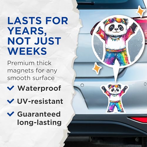 (2 Pack) Colorful Panda Decorations Magnet - 5" On Longest Side - Sticks to Smooth Flat Surfaces - Made in USA - MAG9507