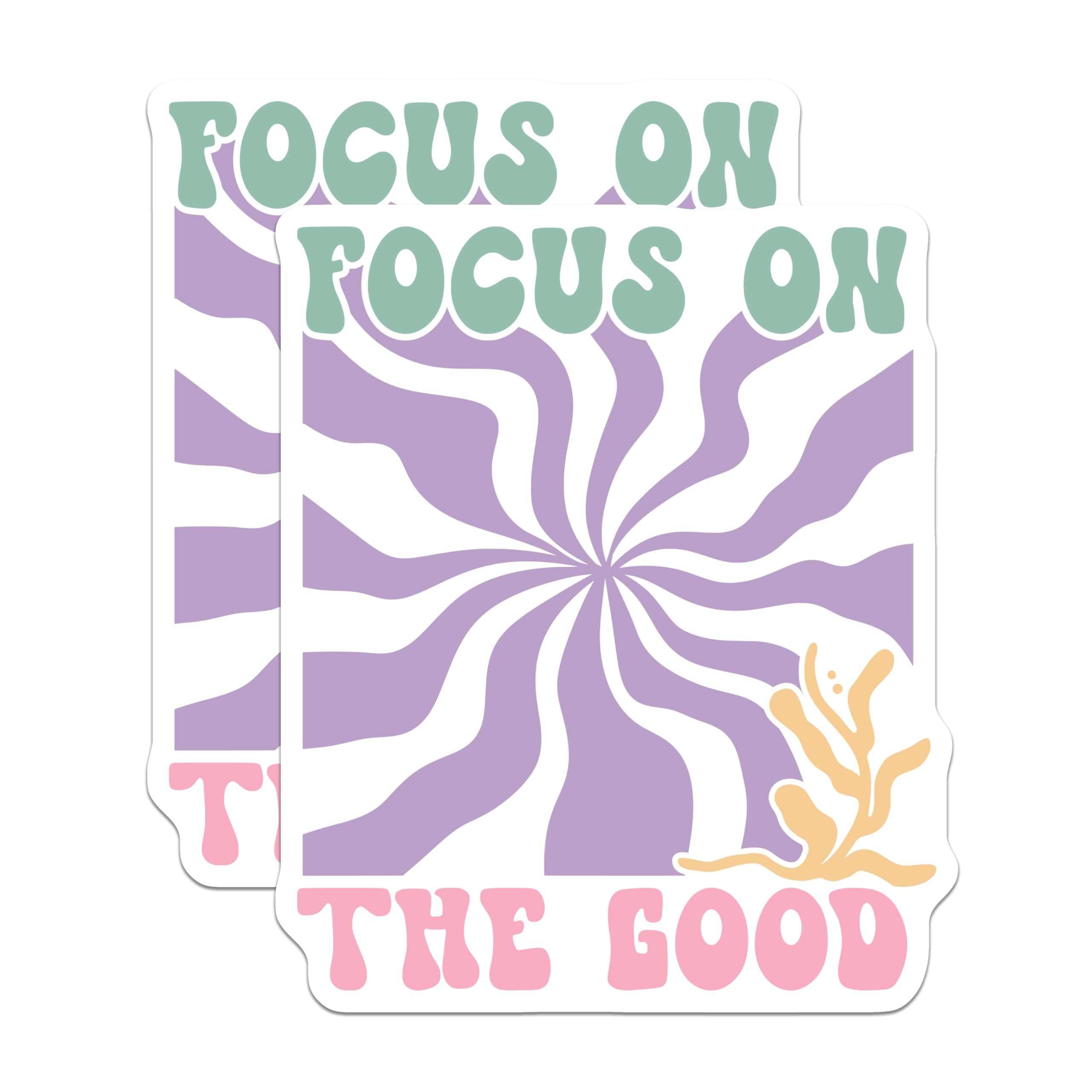 (2 Pack) Focus On The Good Magnets - Inspirational Quote - Positive Vibes - Ative Refrigerator Magnets - 5" On Longest Side - for Cars, Fridges, Toolboxes - Made in USA - MAG3832