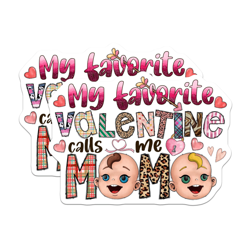 (2 Pack) Favorite Valentine Mom Magnets - Mama Life Fridge Decor - Cute Baby Themed Appreciation - 5 Inches On Longest Side - Thick Durable Magnet - Made in USA - MAG29158